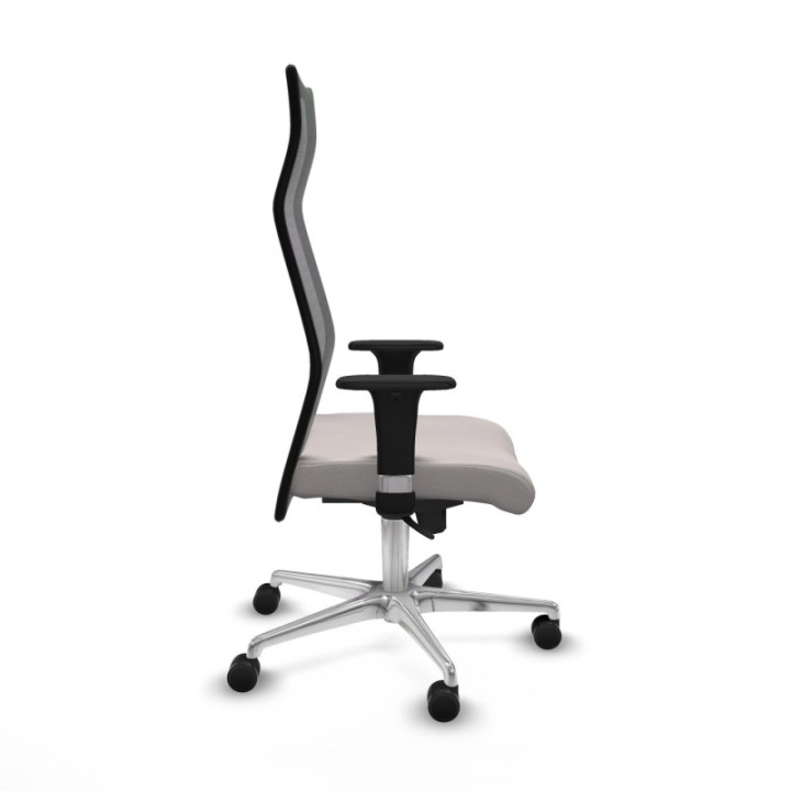 Albacete malla sincro malla negra similpiel blanco brazos 1D base aluminio ruedas 65 mm nailon