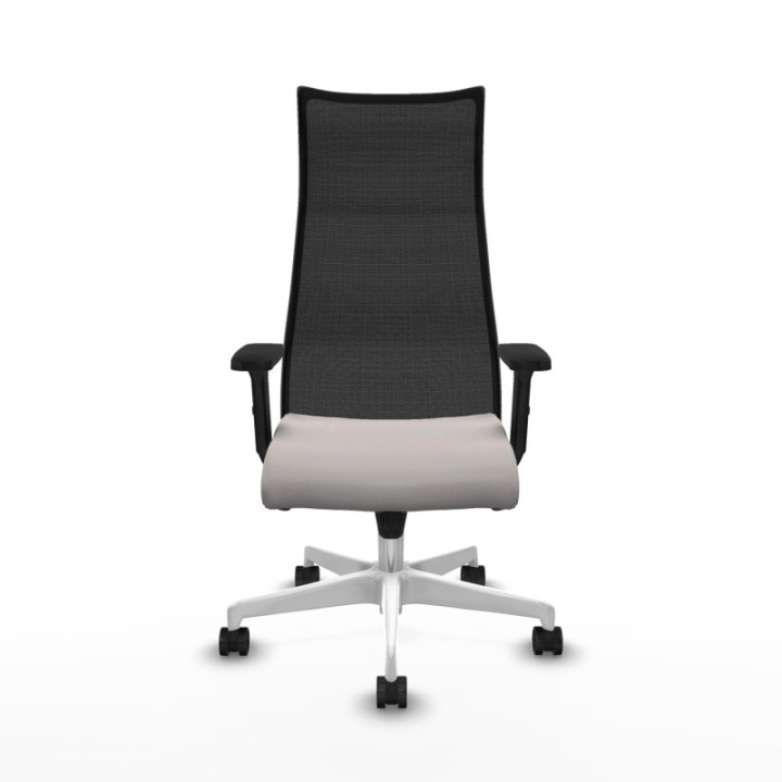 Albacete malla sincro malla negra similpiel blanco brazos 2D base blanca ruedas 65 mm nailon