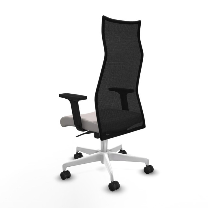 Albacete malla sincro malla negra similpiel blanco brazos 2D base blanca ruedas 65 mm nailon