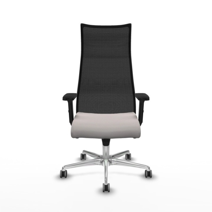 Albacete malla sincro malla negra similpiel blanco brazos 2D base aluminio ruedas 65mm engomadas