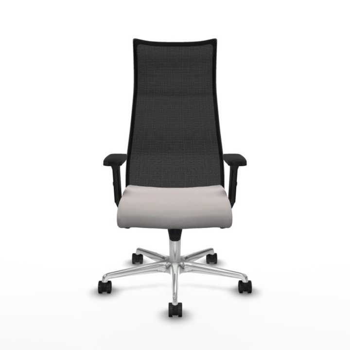 Albacete malla sincro malla negra similpiel blanco brazos 2D base aluminio ruedas 65 mm nailon