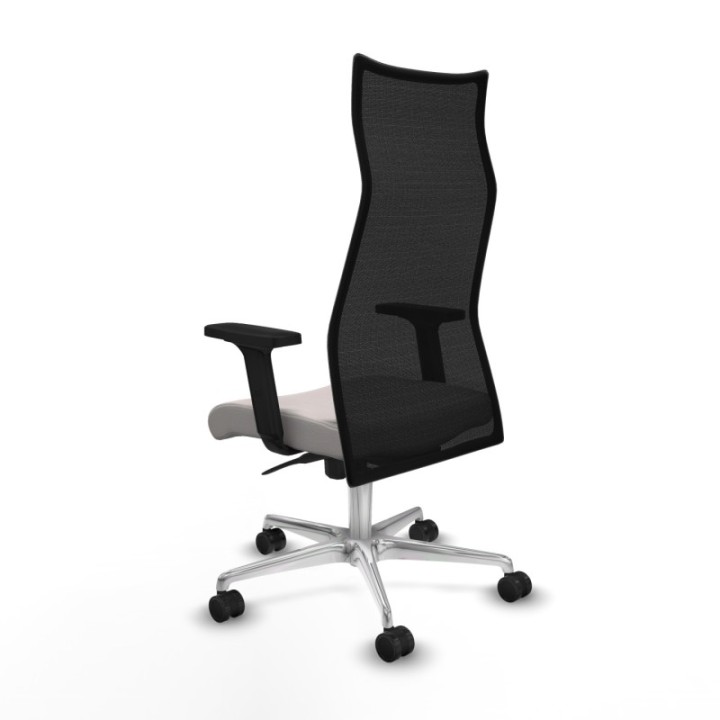 Albacete malla sincro malla negra similpiel blanco brazos 2D base aluminio ruedas 65 mm nailon