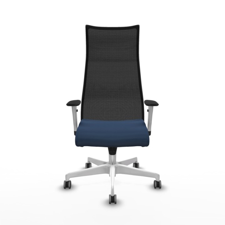 Albacete malla sincro malla negra similpiel azul marino brazos blancos base blanca ruedas 65mm engomadas