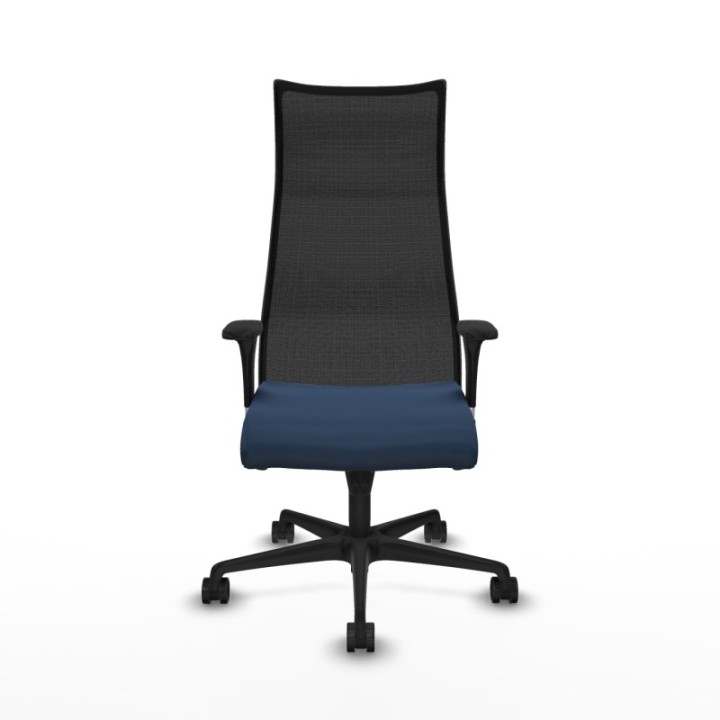 Albacete malla sincro malla negra similpiel azul marino brazos 1D base nailon ruedas 65 mm nailon