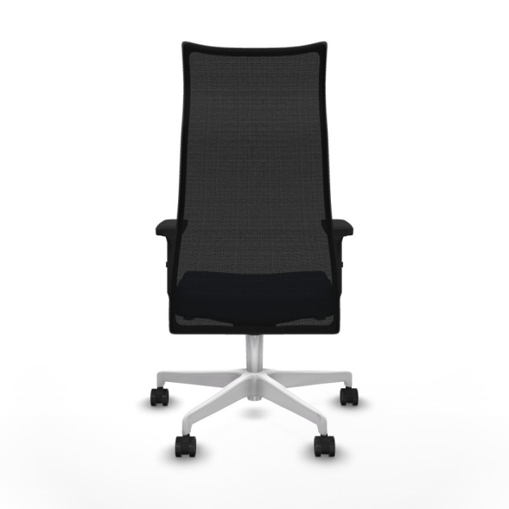 Albacete malla sincro malla negra similpiel azul marino brazos 2D base blanca ruedas 65 mm nailon