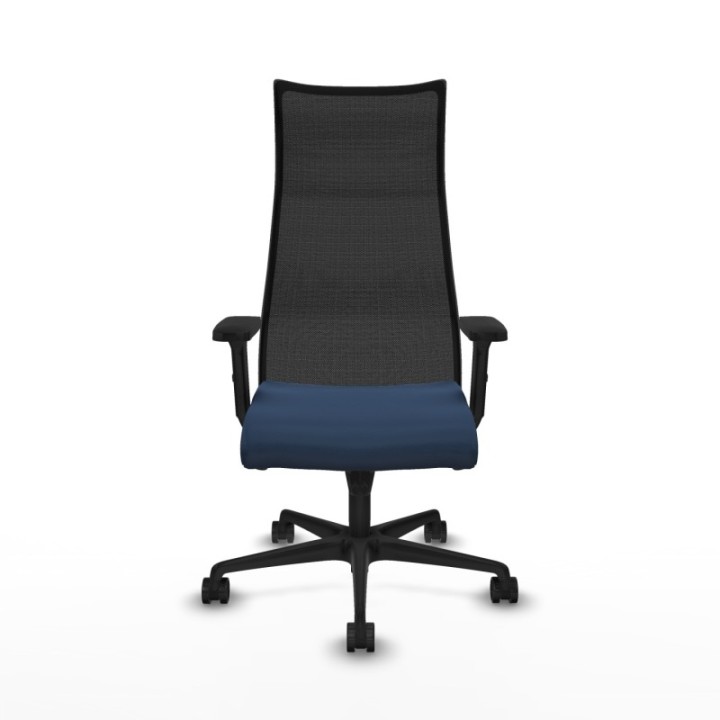 Albacete malla sincro malla negra similpiel azul marino brazos 2D base nailon ruedas 65 mm nailon