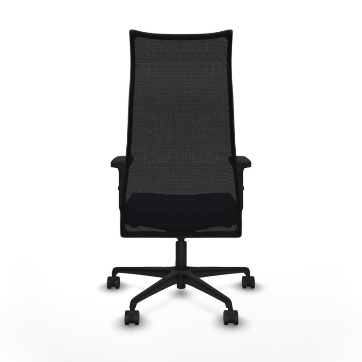 Albacete malla sincro malla negra similpiel azul marino brazos 2D base nailon ruedas 65 mm nailon