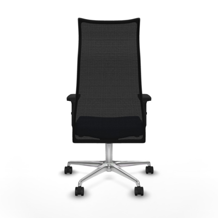 Albacete malla sincro malla negra similpiel azul marino brazos 2D base aluminio ruedas 65 mm nailon