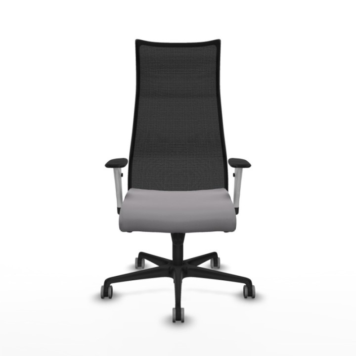 Albacete malla sincro malla negra similpiel gris brazos blancos base nailon ruedas 65mm engomadas