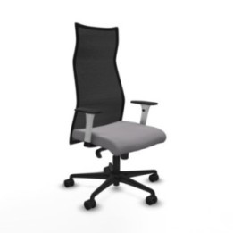 Albacete malla sincro malla negra similpiel gris brazos blancos base nailon ruedas 65 mm nailon