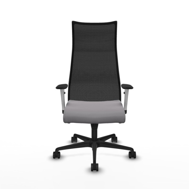 Albacete malla sincro malla negra similpiel gris brazos blancos base nailon ruedas 65 mm nailon