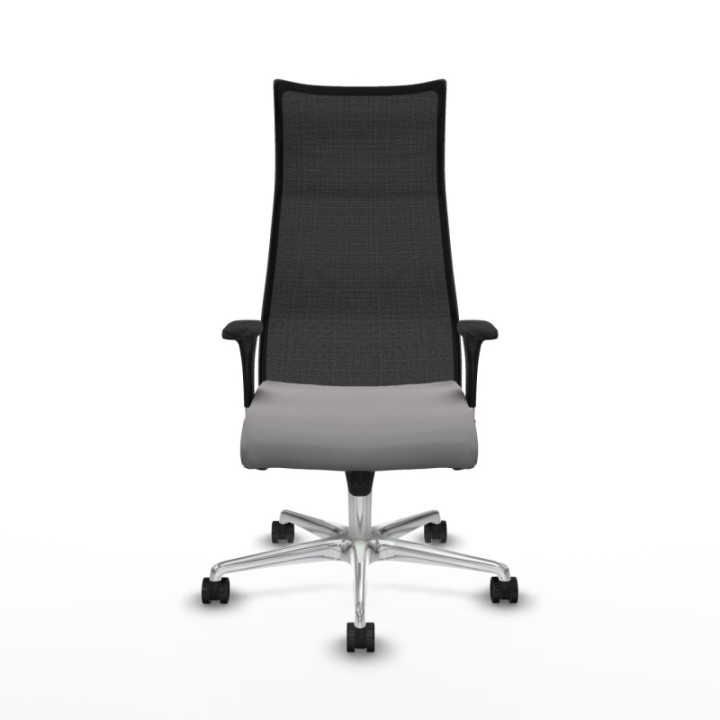 Albacete malla sincro malla negra similpiel gris brazos 1D base aluminio ruedas 65 mm nailon