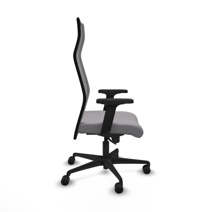 Albacete malla sincro malla negra similpiel gris brazos 2D base nailon ruedas 65 mm nailon