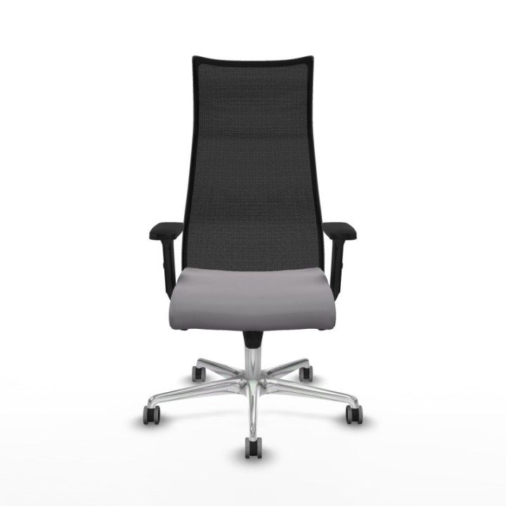 Albacete malla sincro malla negra similpiel gris brazos 2D base aluminio ruedas 65mm engomadas