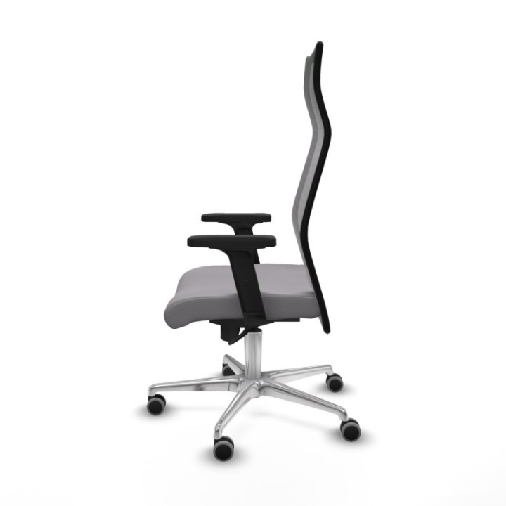 Albacete malla sincro malla negra similpiel gris brazos 2D base aluminio ruedas 65mm engomadas