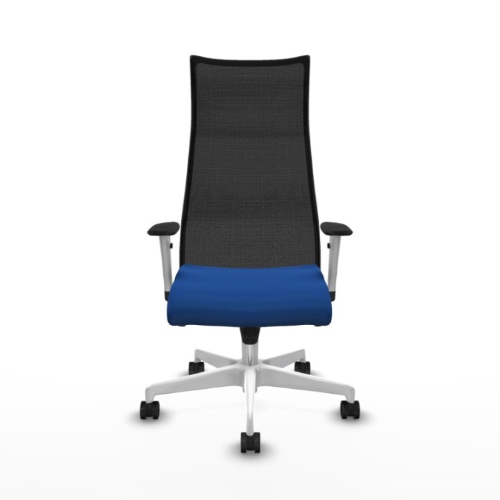 Albacete malla sincro malla negra similpiel azul brazos blancos base blanca ruedas 65 mm nailon