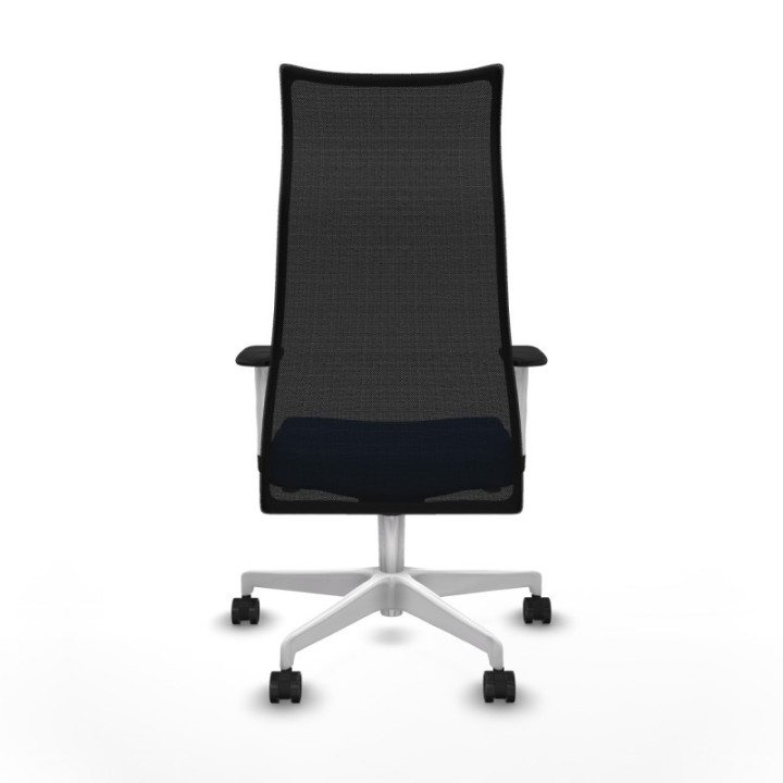 Albacete malla sincro malla negra similpiel azul brazos blancos base blanca ruedas 65 mm nailon