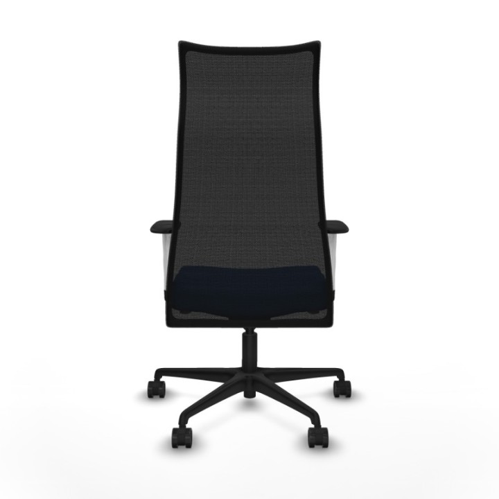 Albacete malla sincro malla negra similpiel azul brazos blancos base nailon ruedas 65 mm nailon