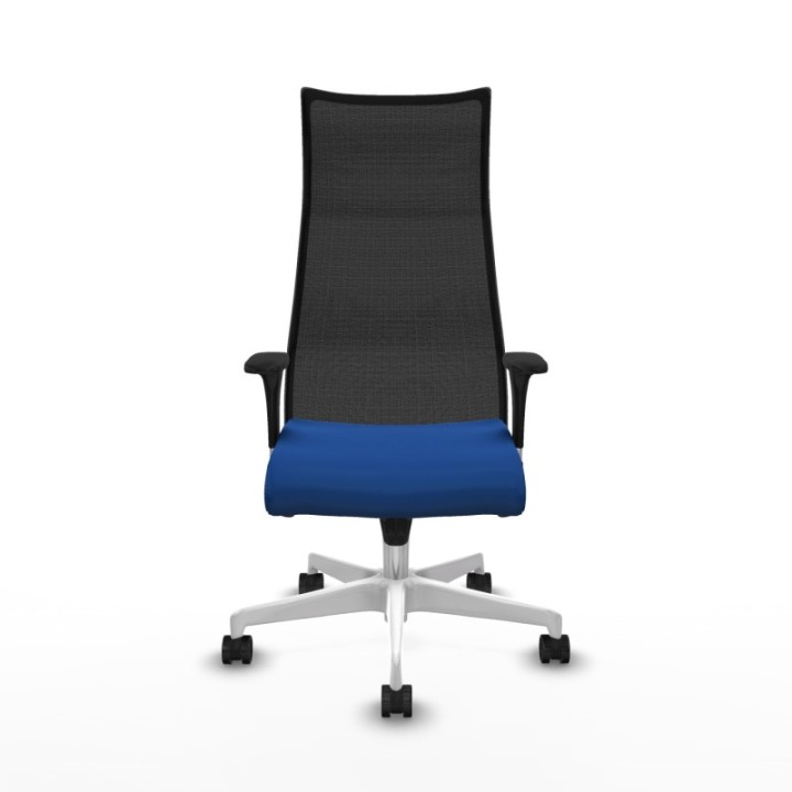 Albacete malla sincro malla negra similpiel azul brazos 1D base blanca ruedas 65 mm nailon