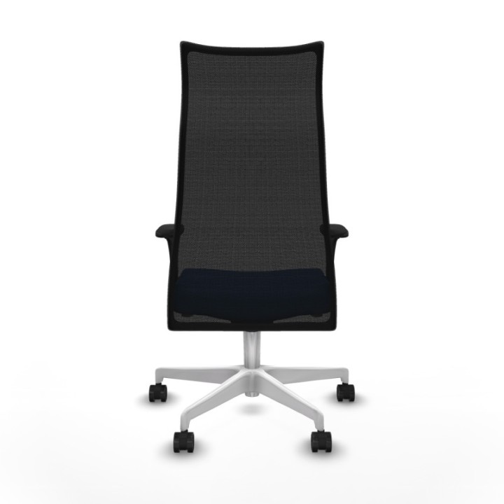 Albacete malla sincro malla negra similpiel azul brazos 1D base blanca ruedas 65 mm nailon