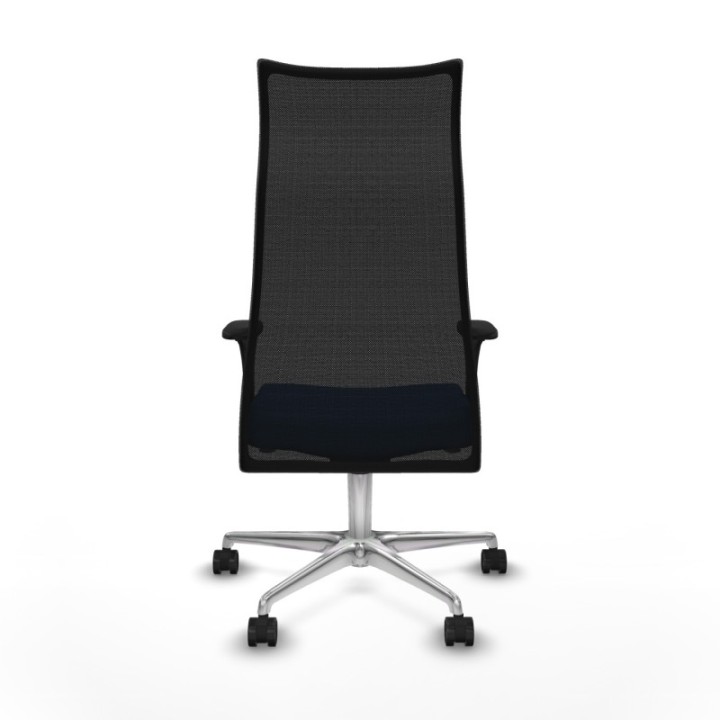 Albacete malla sincro malla negra similpiel azul brazos 1D base aluminio ruedas 65 mm nailon