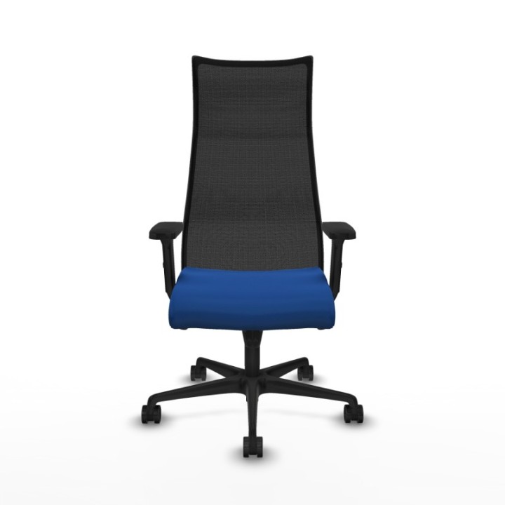 Albacete malla sincro malla negra similpiel azul brazos 2D base nailon ruedas 65 mm nailon