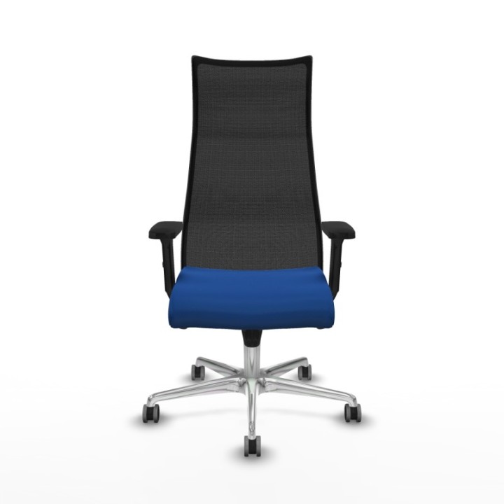 Albacete malla sincro malla negra similpiel azul brazos 2D base aluminio ruedas 65mm engomadas