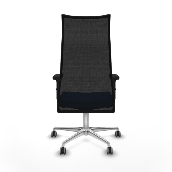 Albacete malla sincro malla negra similpiel azul brazos 2D base aluminio ruedas 65mm engomadas