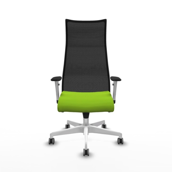 Albacete malla sincro malla negra similpiel pistacho brazos blancos base blanca ruedas 65mm engomadas