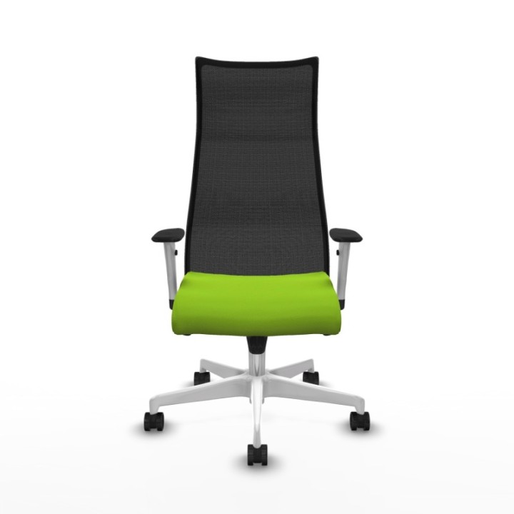 Albacete malla sincro malla negra similpiel pistacho brazos blancos base blanca ruedas 65 mm nailon