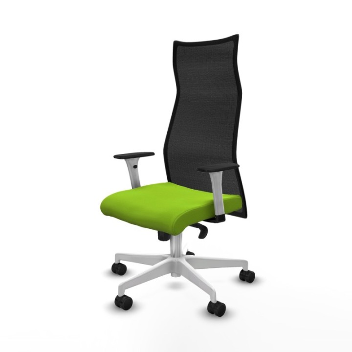 Albacete malla sincro malla negra similpiel pistacho brazos blancos base blanca ruedas 65 mm nailon