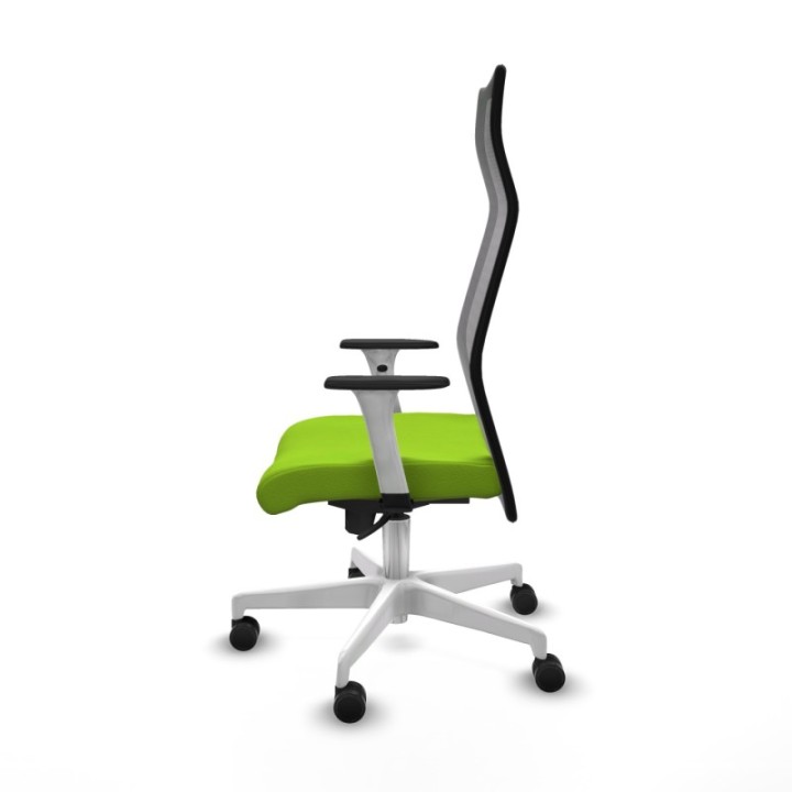 Albacete malla sincro malla negra similpiel pistacho brazos blancos base blanca ruedas 65 mm nailon