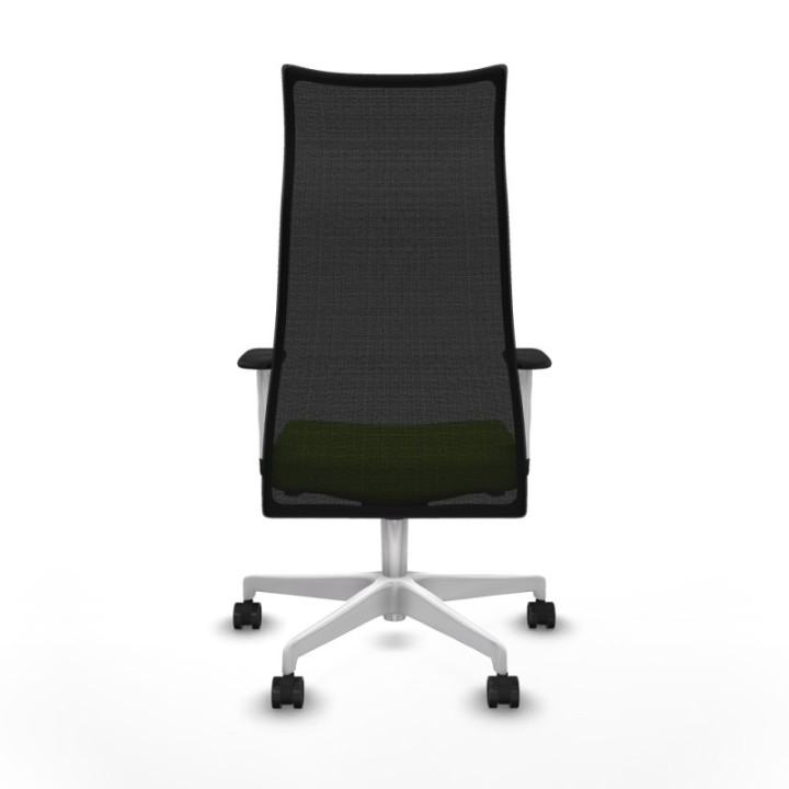 Albacete malla sincro malla negra similpiel pistacho brazos blancos base blanca ruedas 65 mm nailon