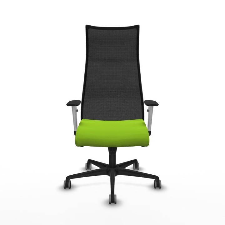 Albacete malla sincro malla negra similpiel pistacho brazos blancos base nailon ruedas 65mm engomadas