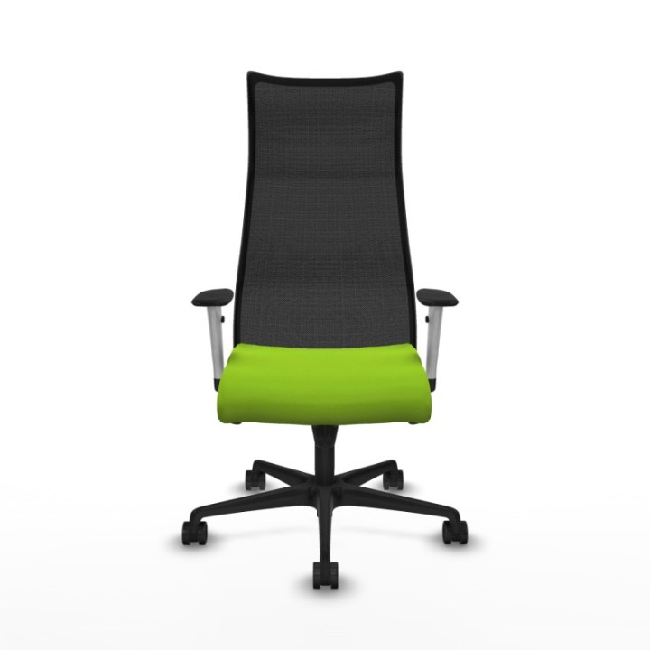 Albacete malla sincro malla negra similpiel pistacho brazos blancos base nailon ruedas 65 mm nailon