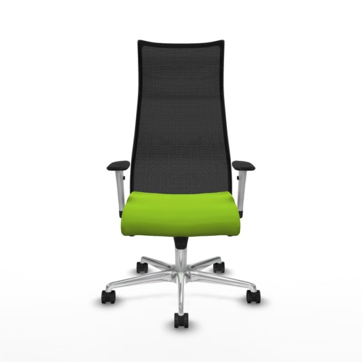 Albacete malla sincro malla negra similpiel pistacho brazos blancos base aluminio ruedas 65 mm nailon