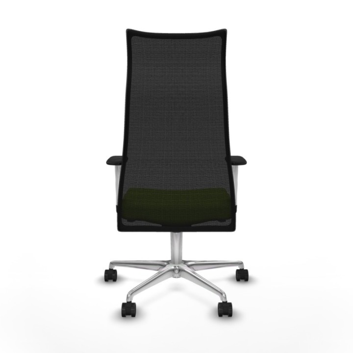 Albacete malla sincro malla negra similpiel pistacho brazos blancos base aluminio ruedas 65 mm nailon