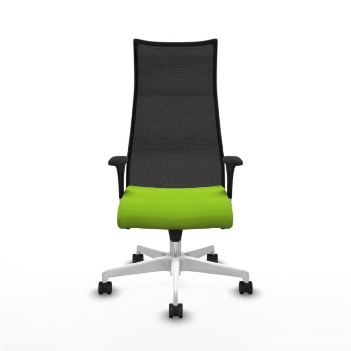 Albacete malla sincro malla negra similpiel pistacho brazos 1D base blanca ruedas 65 mm nailon