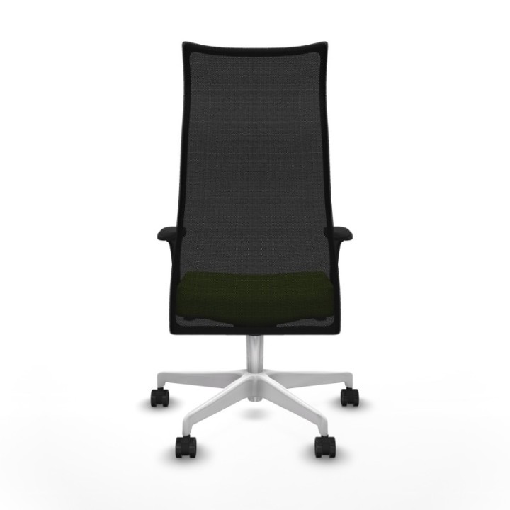 Albacete malla sincro malla negra similpiel pistacho brazos 1D base blanca ruedas 65 mm nailon