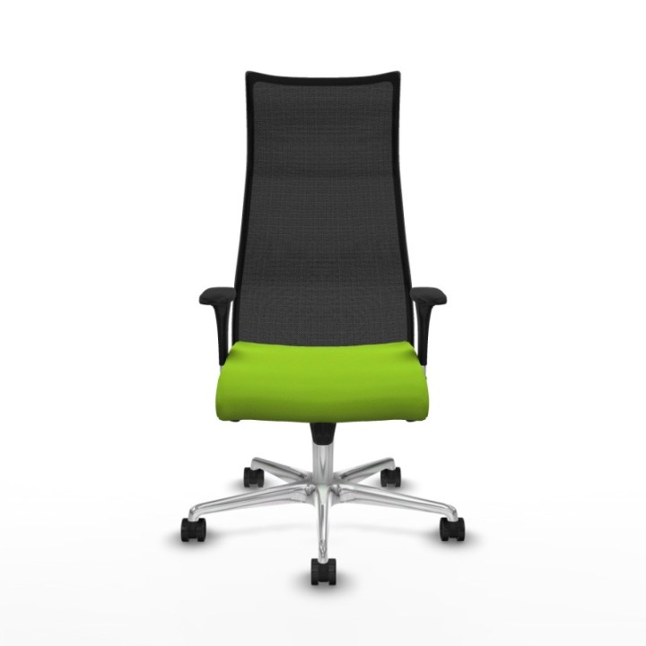 Albacete malla sincro malla negra similpiel pistacho brazos 1D base aluminio ruedas 65 mm nailon