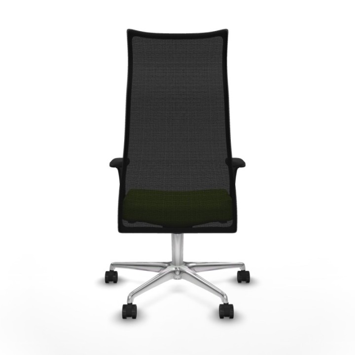 Albacete malla sincro malla negra similpiel pistacho brazos 1D base aluminio ruedas 65 mm nailon