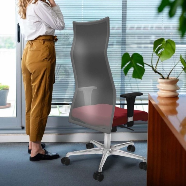 Albacete malla sincro malla negra similpiel pistacho brazos 1D base aluminio ruedas 65 mm nailon