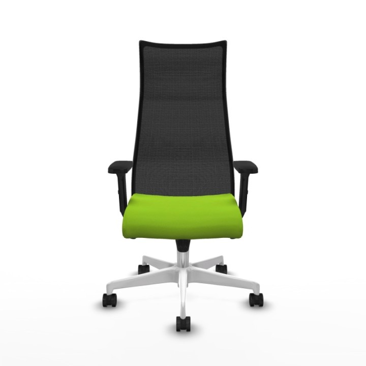 Albacete malla sincro malla negra similpiel pistacho brazos 2D base blanca ruedas 65 mm nailon