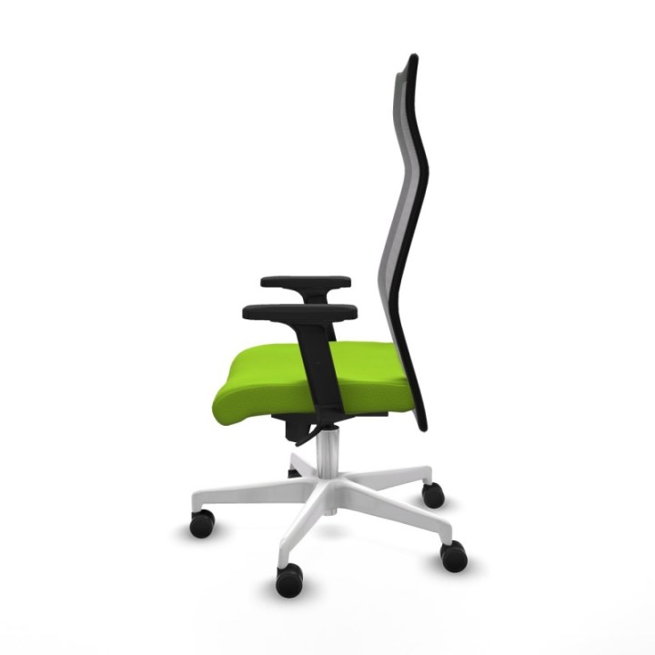 Albacete malla sincro malla negra similpiel pistacho brazos 2D base blanca ruedas 65 mm nailon