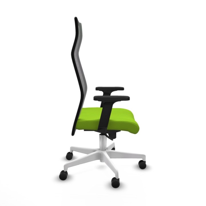 Albacete malla sincro malla negra similpiel pistacho brazos 2D base blanca ruedas 65 mm nailon