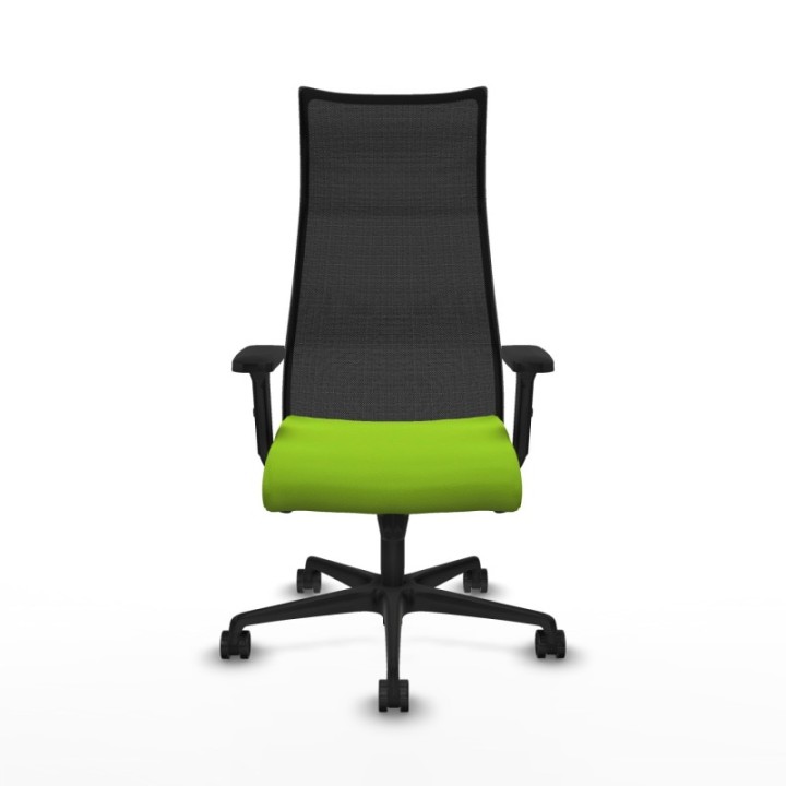 Albacete malla sincro malla negra similpiel pistacho brazos 2D base nailon ruedas 65 mm nailon