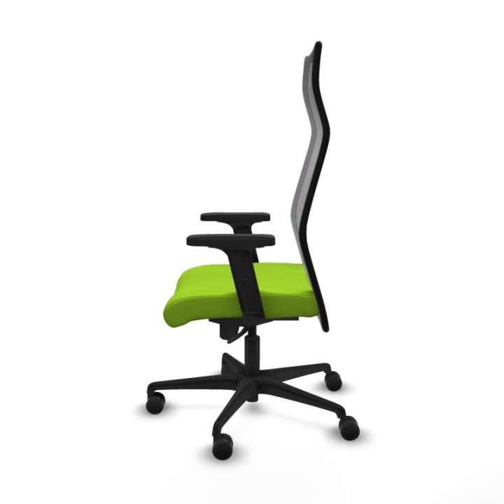 Albacete malla sincro malla negra similpiel pistacho brazos 2D base nailon ruedas 65 mm nailon