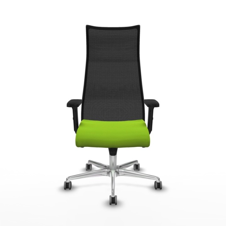 Albacete malla sincro malla negra similpiel pistacho brazos 2D base aluminio ruedas 65mm engomadas