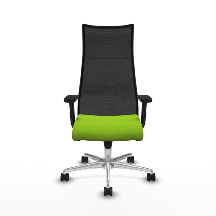 Albacete malla sincro malla negra similpiel pistacho brazos 2D base aluminio ruedas 65 mm nailon