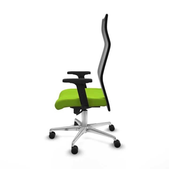 Albacete malla sincro malla negra similpiel pistacho brazos 2D base aluminio ruedas 65 mm nailon